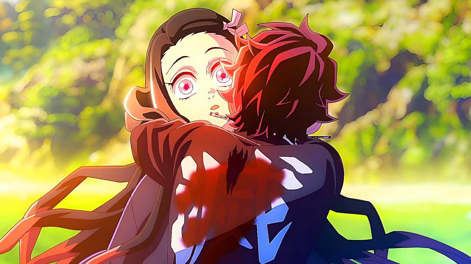 demon slayer tanjiro hugging nezuko