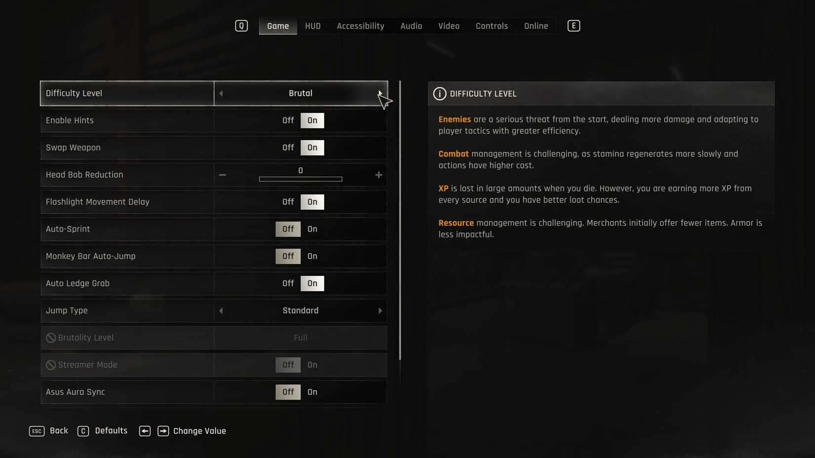 difficulty settings in dying light the beast