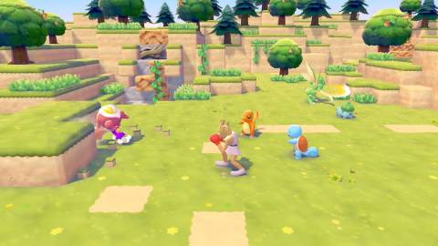 Ditto punching rocks in Pokemon Pokopia