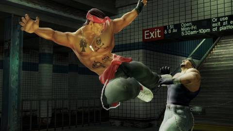 Dropkicking an opponent in Def Jam Fight For NY
