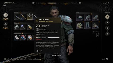 Dying Light The Beast EXPcalibur II Stats
