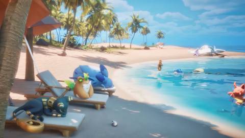 Exploring a beach in Palworld Palfarm