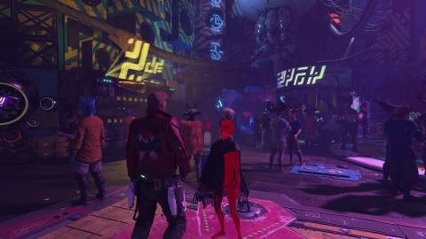 Exploring a city in Marvel's Guardians Of The Galaxy