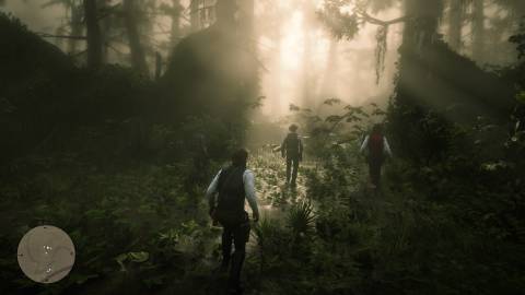 Exploring a swamp in Red Dead Redemption 2