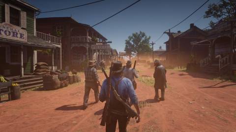 Exploring a town in Red Dead Redemption 2