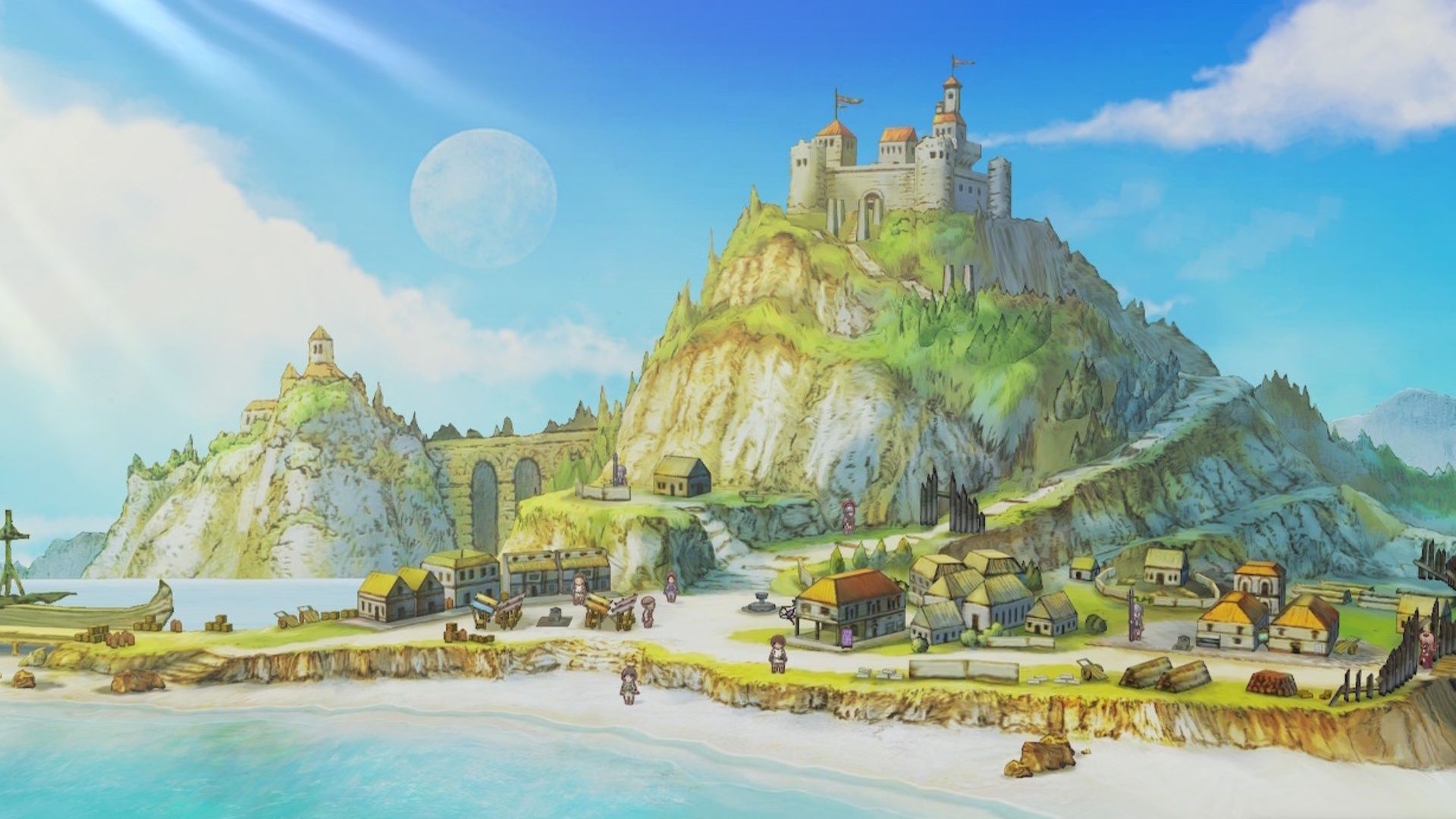 Exploring a town in The Legend of Legacy