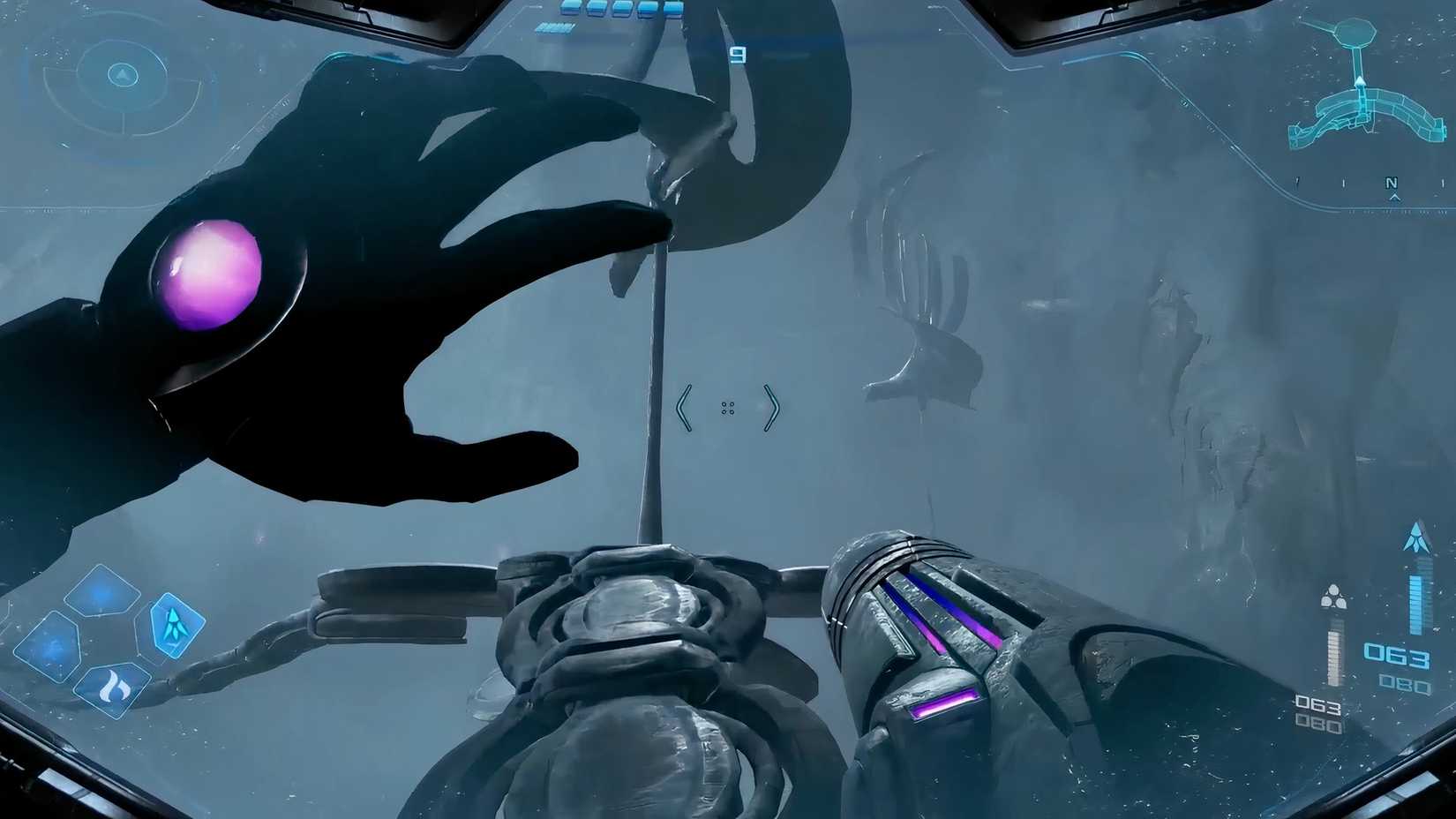 Exploring a windy area in Metroid Prime 4 Beyond