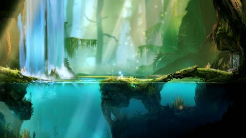 Exploring by a pond in Ori And The Blind Forest