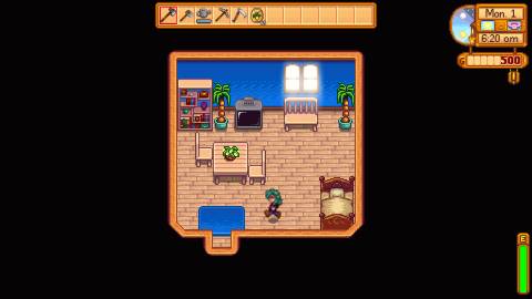 Exploring your house in Stardew Valley
