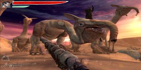 Facing giant strange creatures in Zeno Clash