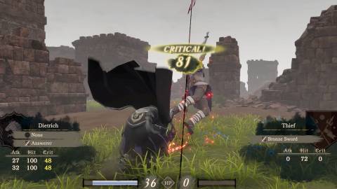 Fighting a battle as Dietrich in Fire Emblem Fortune's Weave