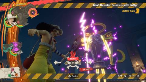 Fighting a battle in One Piece Odyssey