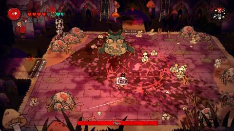 Fighting a boss in Cult of the Lamb