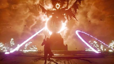 Fighting a boss in Saros