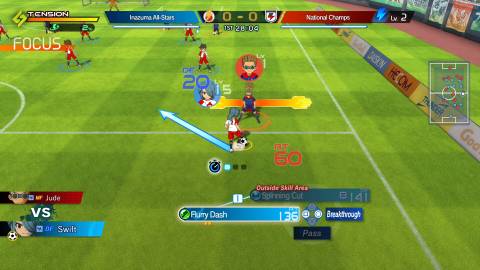 Fighting a match in Inazuma Eleven Victory Road