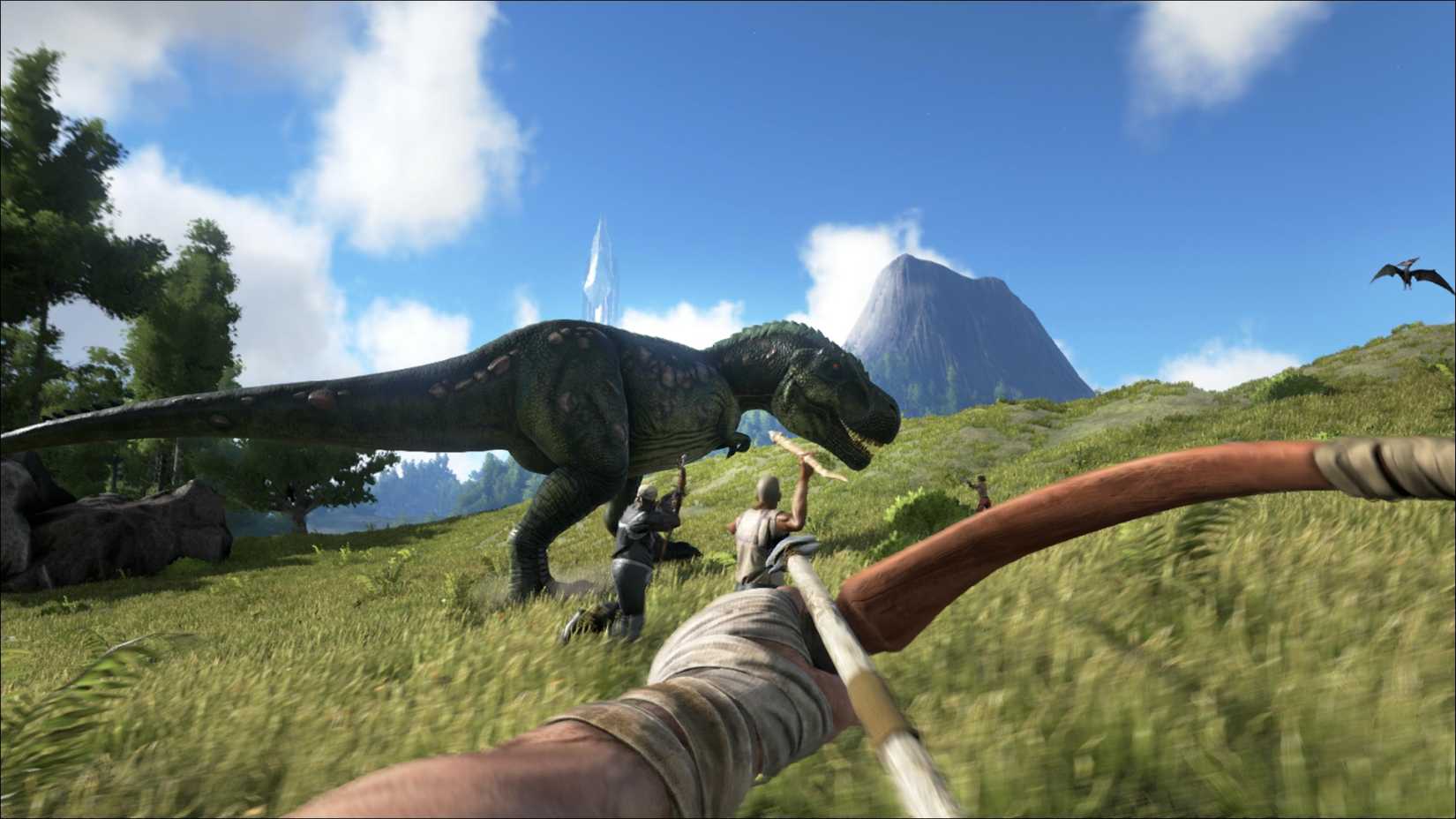 Fighting a t rex in Ark Survival Evolved