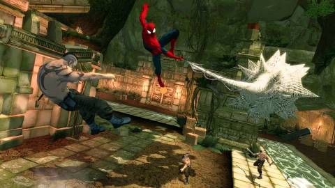 Fighting enemies as Spider-Man in Spider-Man Shattered Dimensions