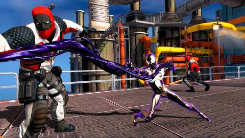 Fighting enemies as Ultimate Spider-Man in Spider-Man Shattered Dimensions