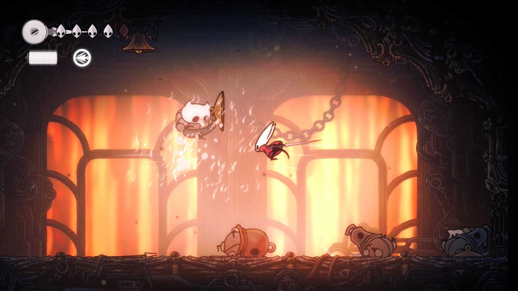 Fighting enemies in Deep Docks in Hollow Knight Silksong