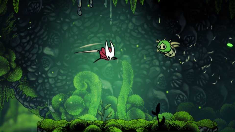 Fighting enemies in Moss Grotto in Hollow Knight Silksong