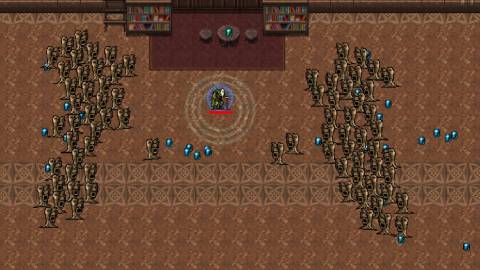 Fighting enemies in Vampire Survivors