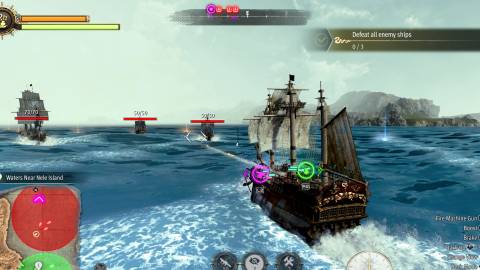 Fighting in a ship battle in Like a Dragon Pirate Yakuza in Hawaii
