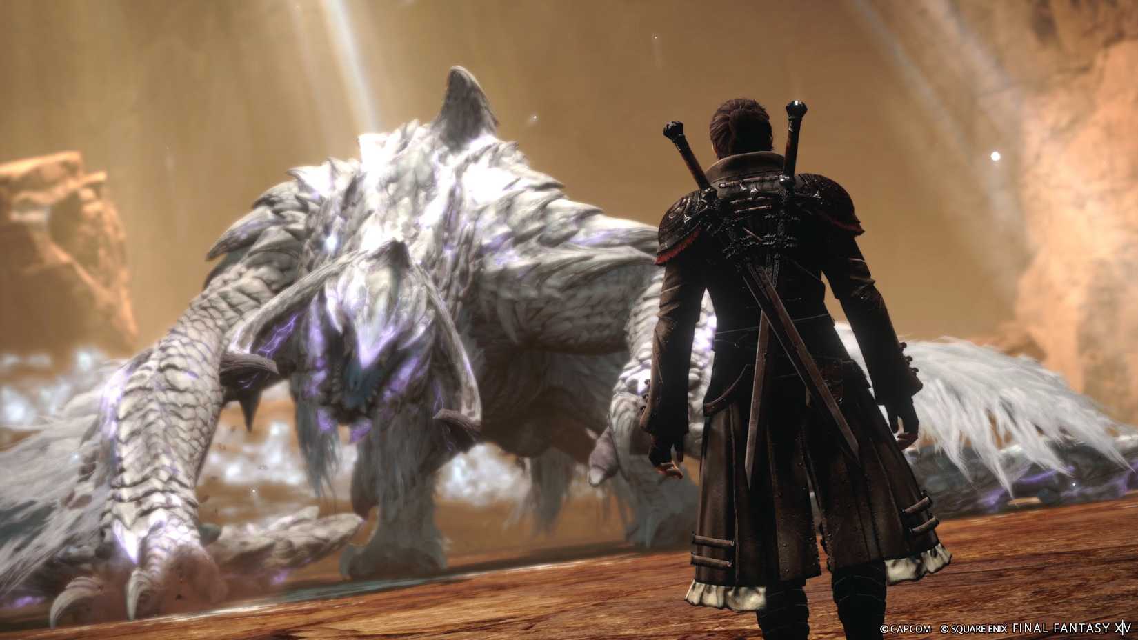 final-fantasy-14-monster-hunter-wilds-warrior-of-light-viper-vs-guardian-arkveld