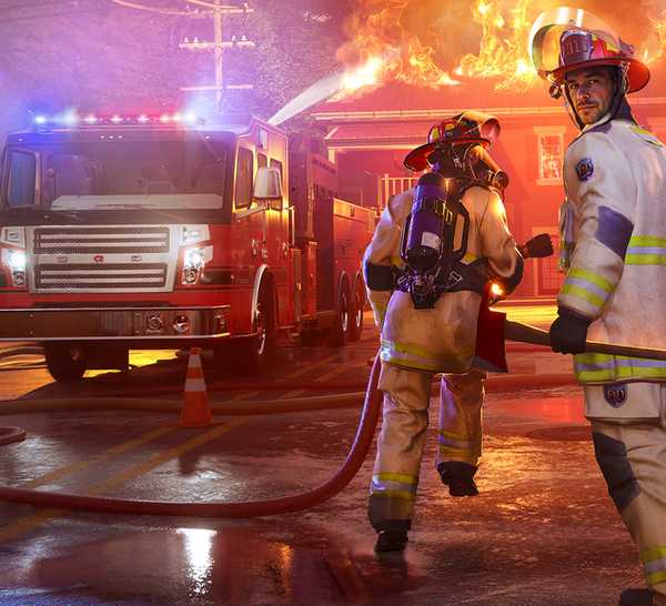 Firefighting Simulator Ignite key art neighborhood fire