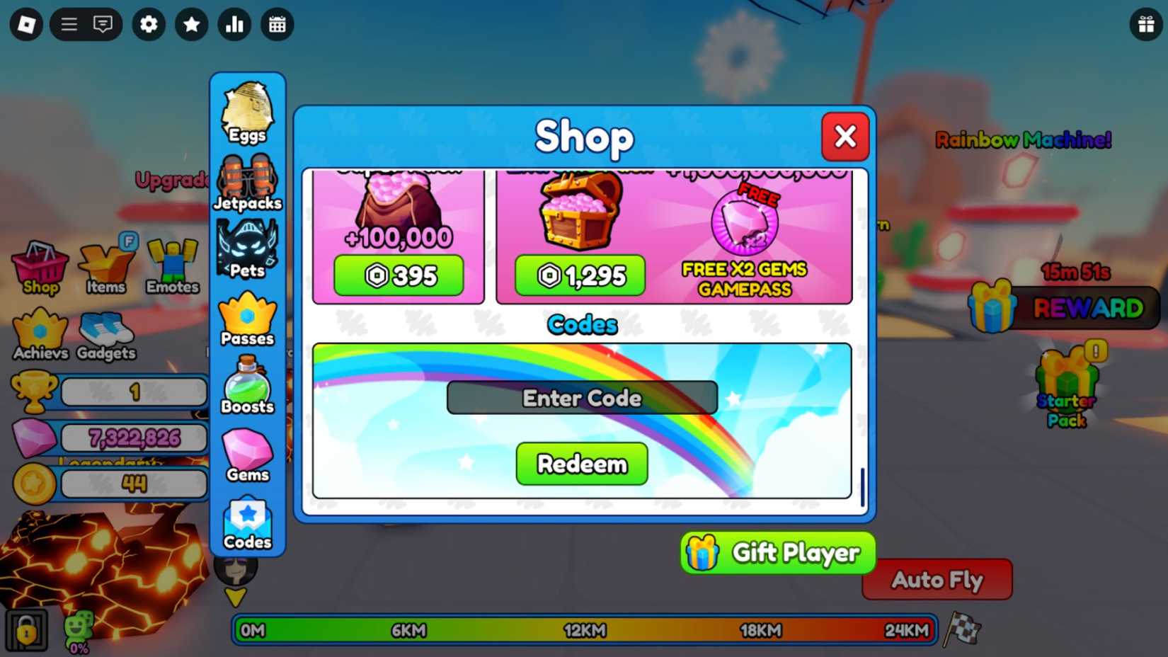 Years and jetpack on the codes tab