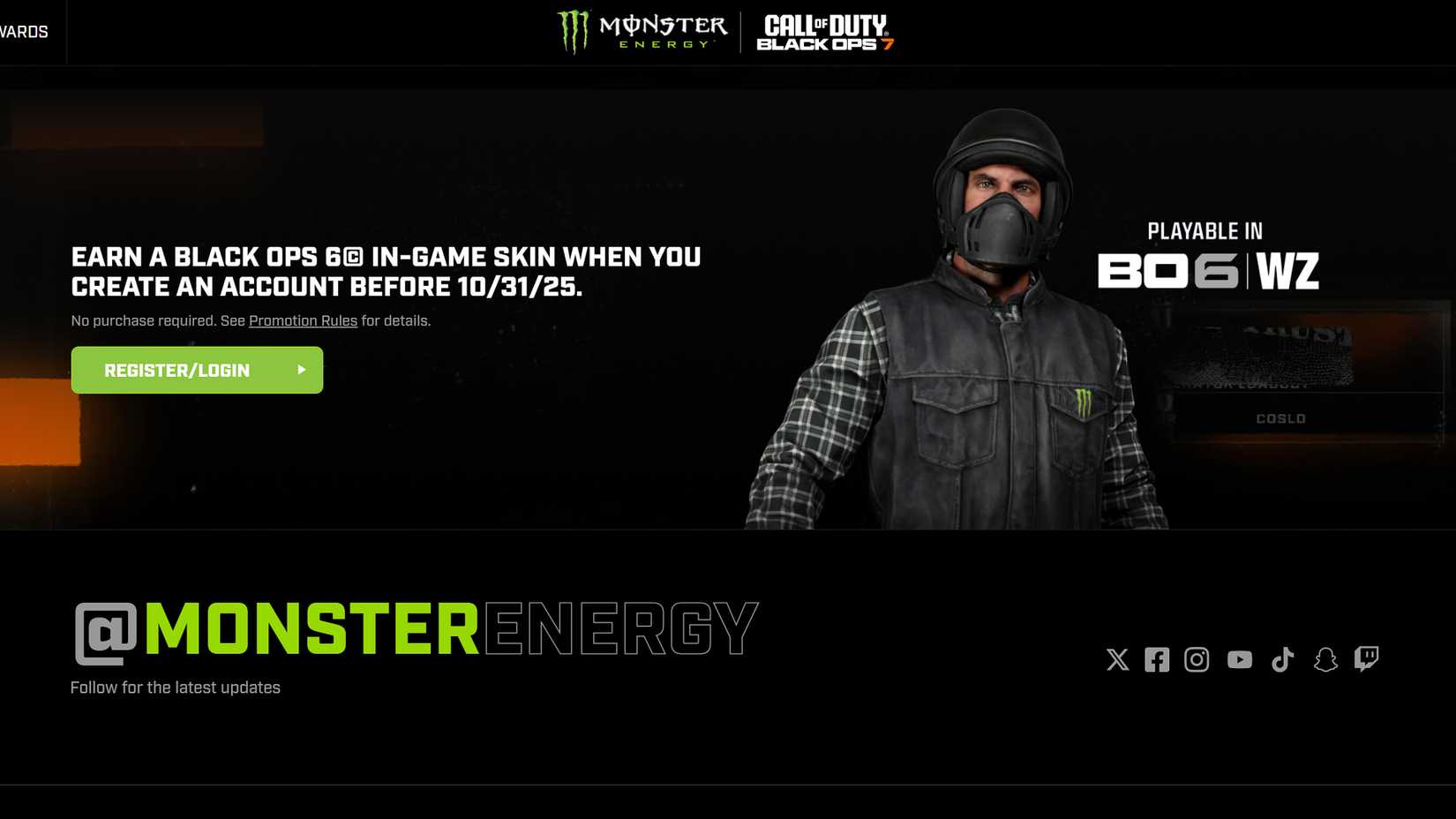 Operator Skin Ripper How to Get Black Ops 7 Monster Energy Rewards