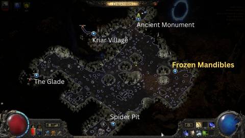 frozen mandibles checkpoint location in path of exile 2