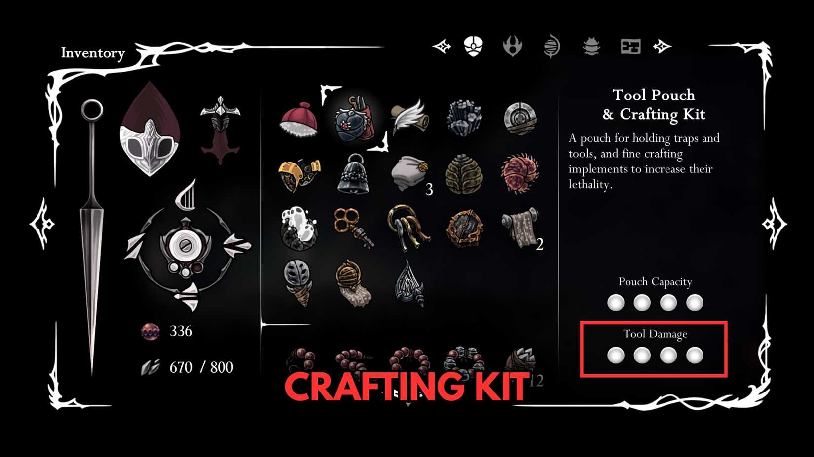 kit de criação totalmente atualizado, dano máximo da ferramenta em Hollow Knight Silksong Dropraro - Todos os locais de Kits de Criação e Bolsas de Ferramentas em Hollow Knight Silksong