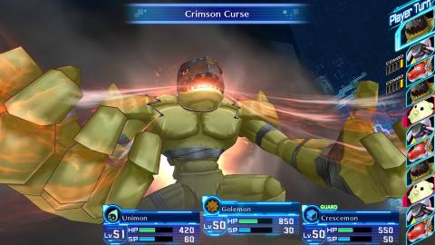 Golemon attacking in Digimon Story Cyber Sleuth