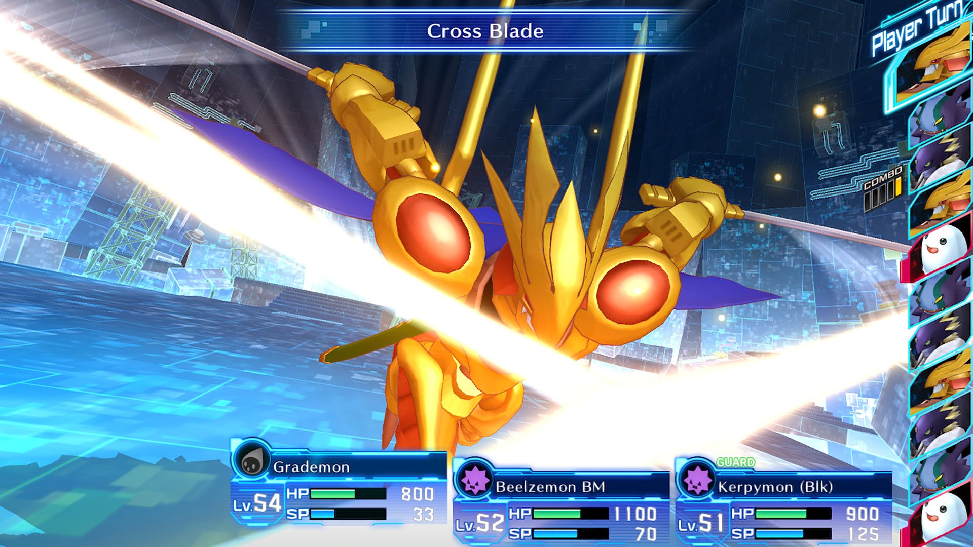 Grademon attacking in Digimon Story Cyber Sleuth