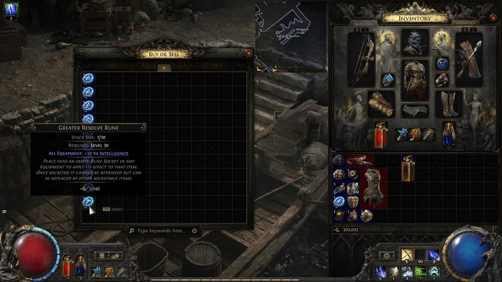 Larger runes in Ferryman stores at EXILE 2's path