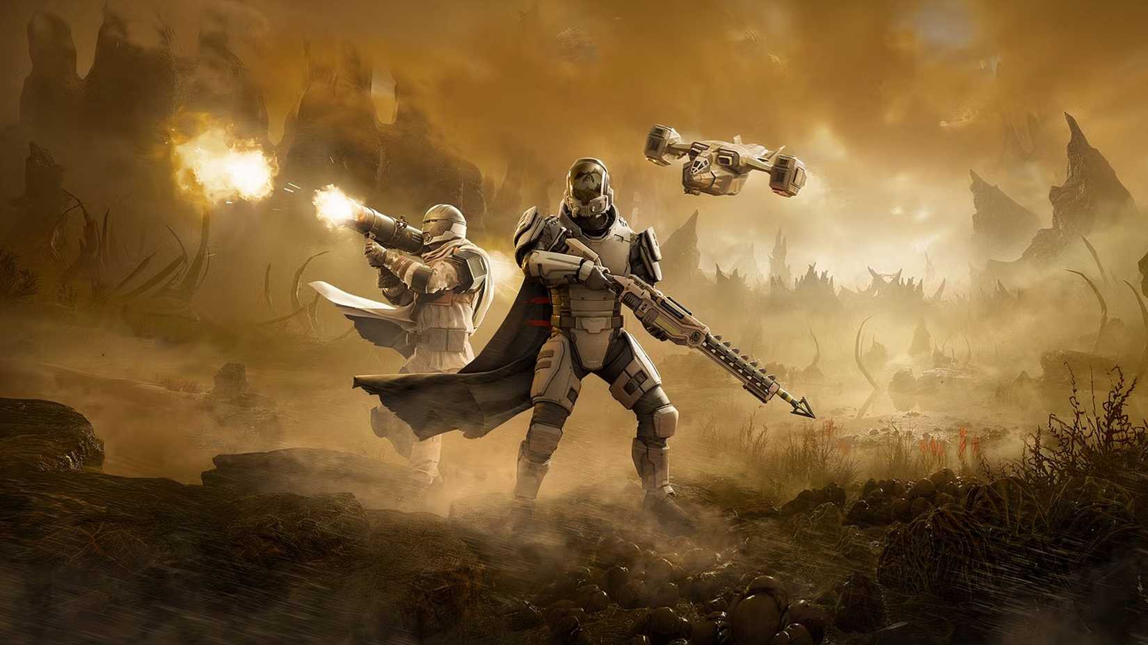helldivers 2 dust devils warbond splash art speargun