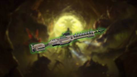 helldivers 2 speargun over blurred background