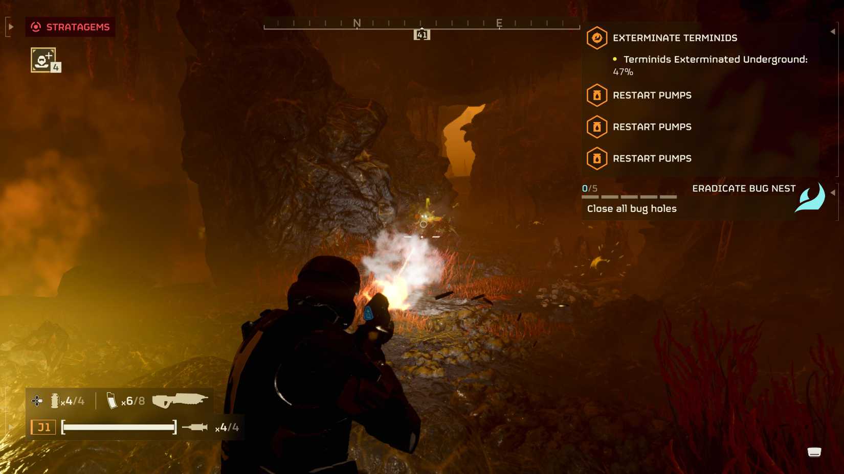 The Player Shooting With Their Flashlight On 