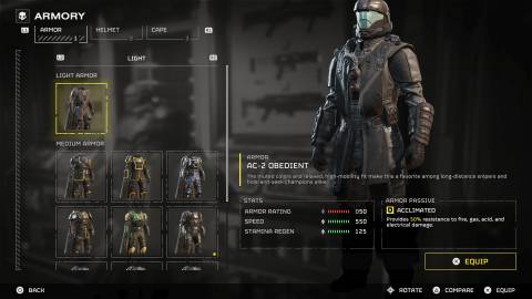 The AC-2 Obedient in the Armory 