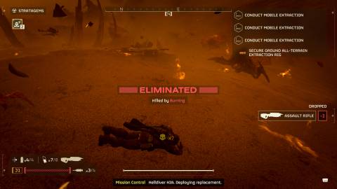 The Player Dying to Burning Damage