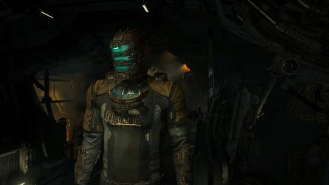 Isaac with his helmet in Dead Space (2023)
