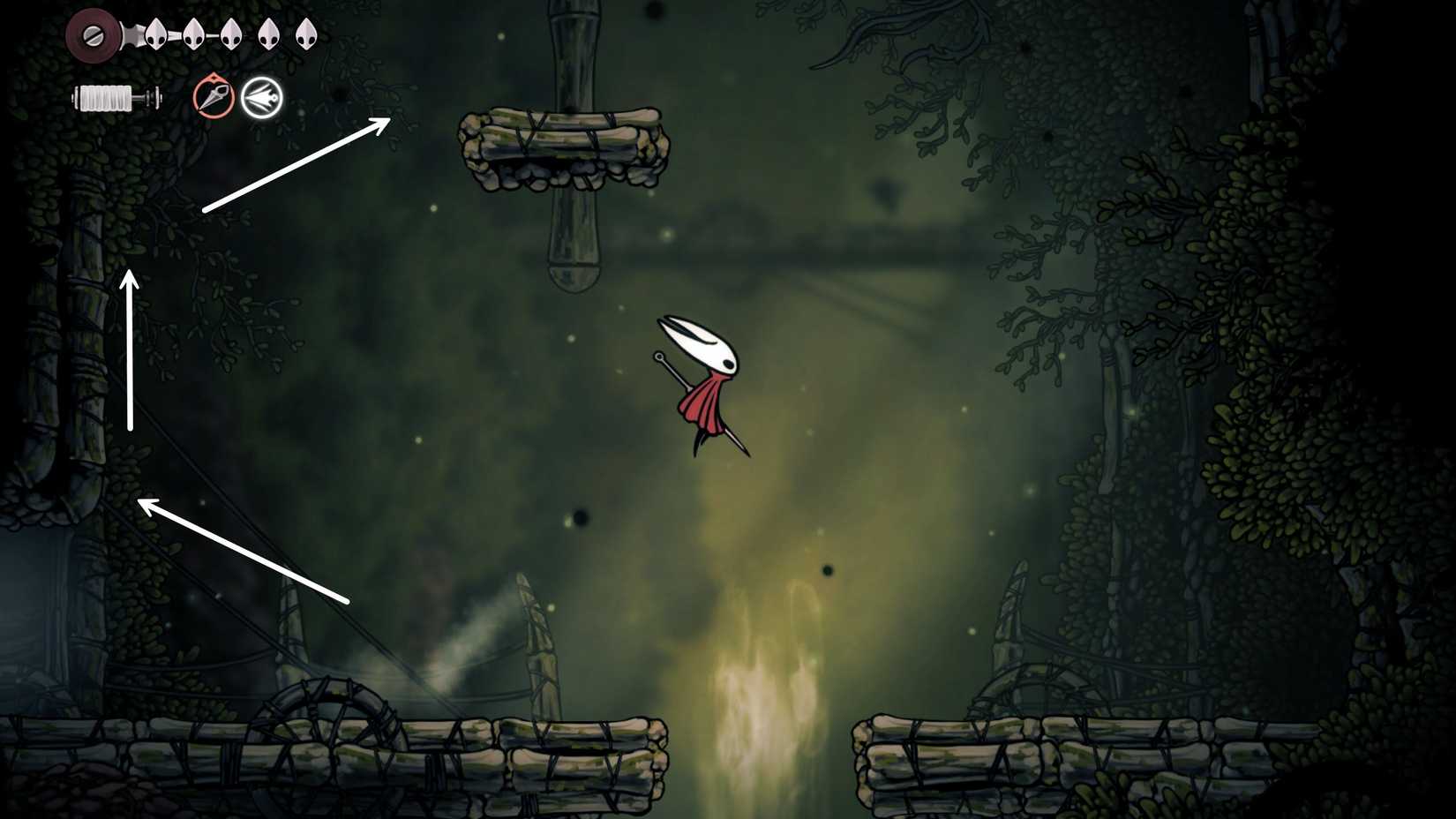 Jump Up from Hunter's March Secret Merchant Cave Silksong