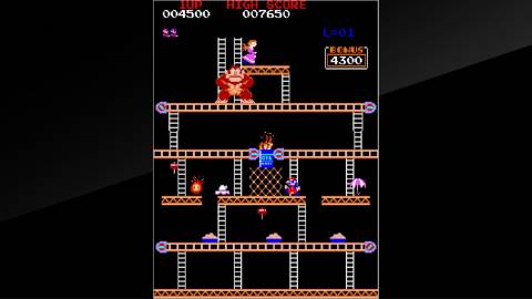 Jumpman (Mario) jumping over obstacles in a later level - Donkey Kong