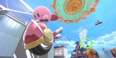 Kirby riding a Wheelie - Kirby Air Riders