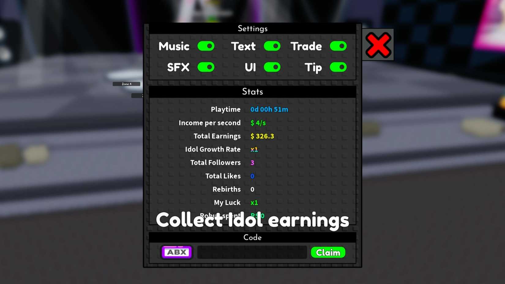 KPOP Your Idols the codes tab