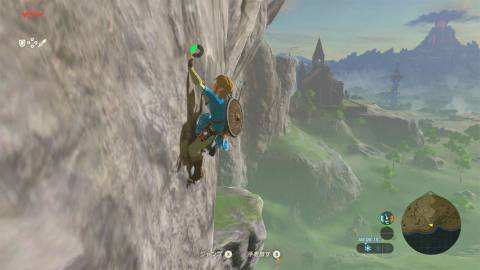 Link climbing through a wall - The Legend of Zelda: Breath of the Wild