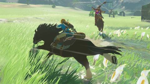 Link fighting some enemies while on horseback - The Legend of Zelda Breath of the Wild