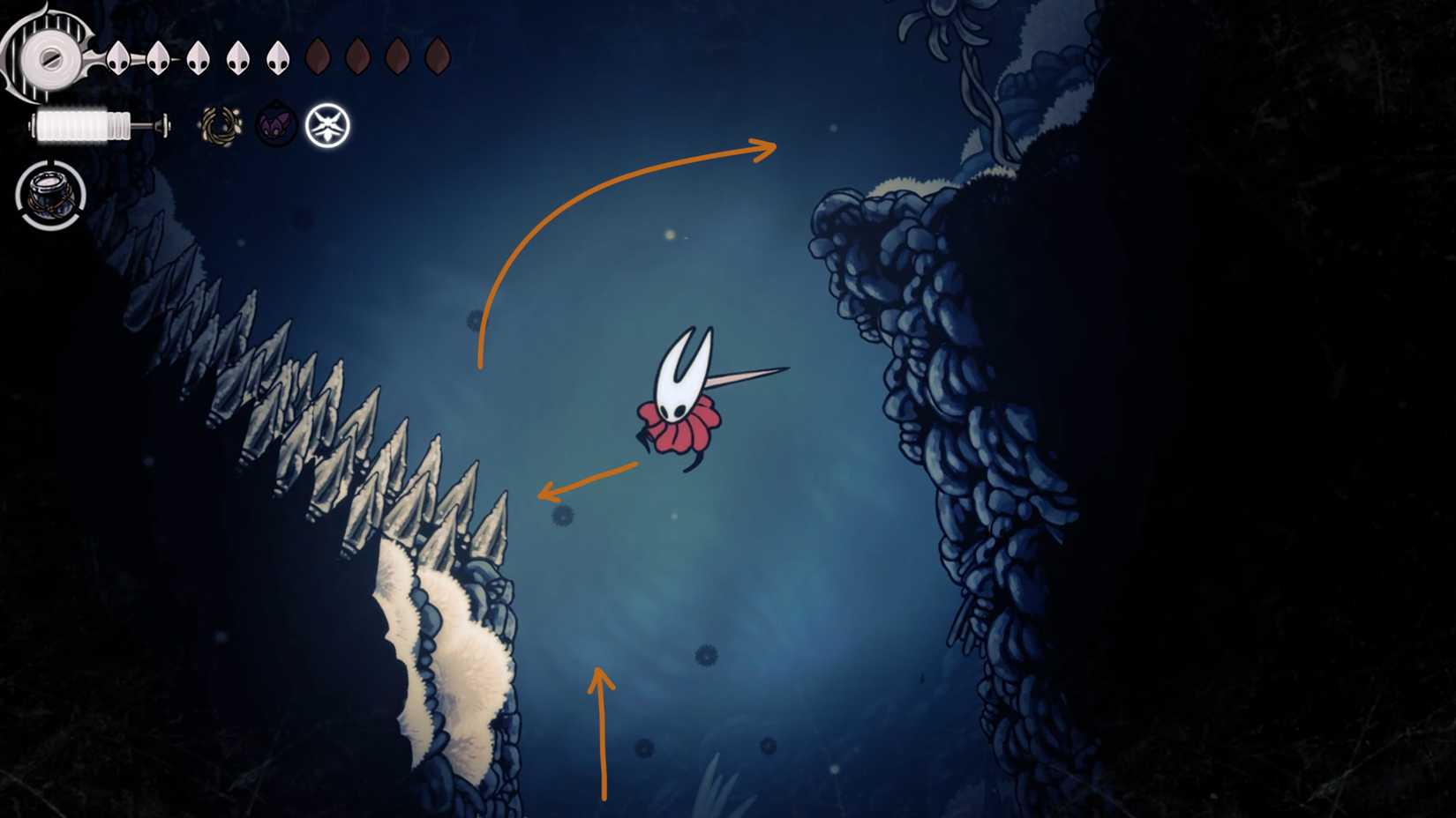 Busca por laca líquida em Mount Fay 3 em Silksong