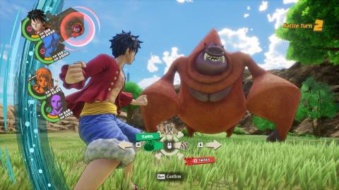 Luffy engages in battle against a gorilla enemy - One Piece Odyssey