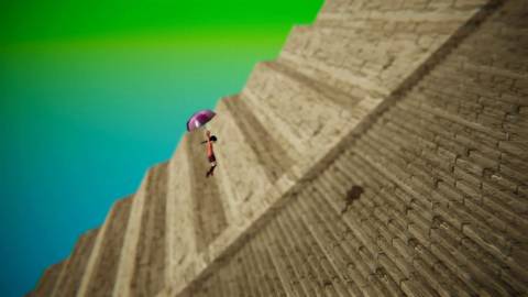 Madotsuki gliding upwards in a pyramid - Yume Nikki Dream Diary